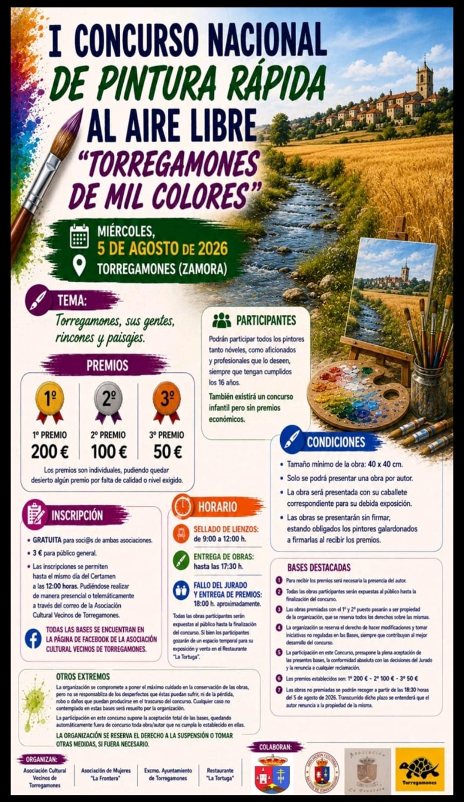 2026-08-05. Cartel del 1er. concurso nacional de pintura rápida de Torregamones