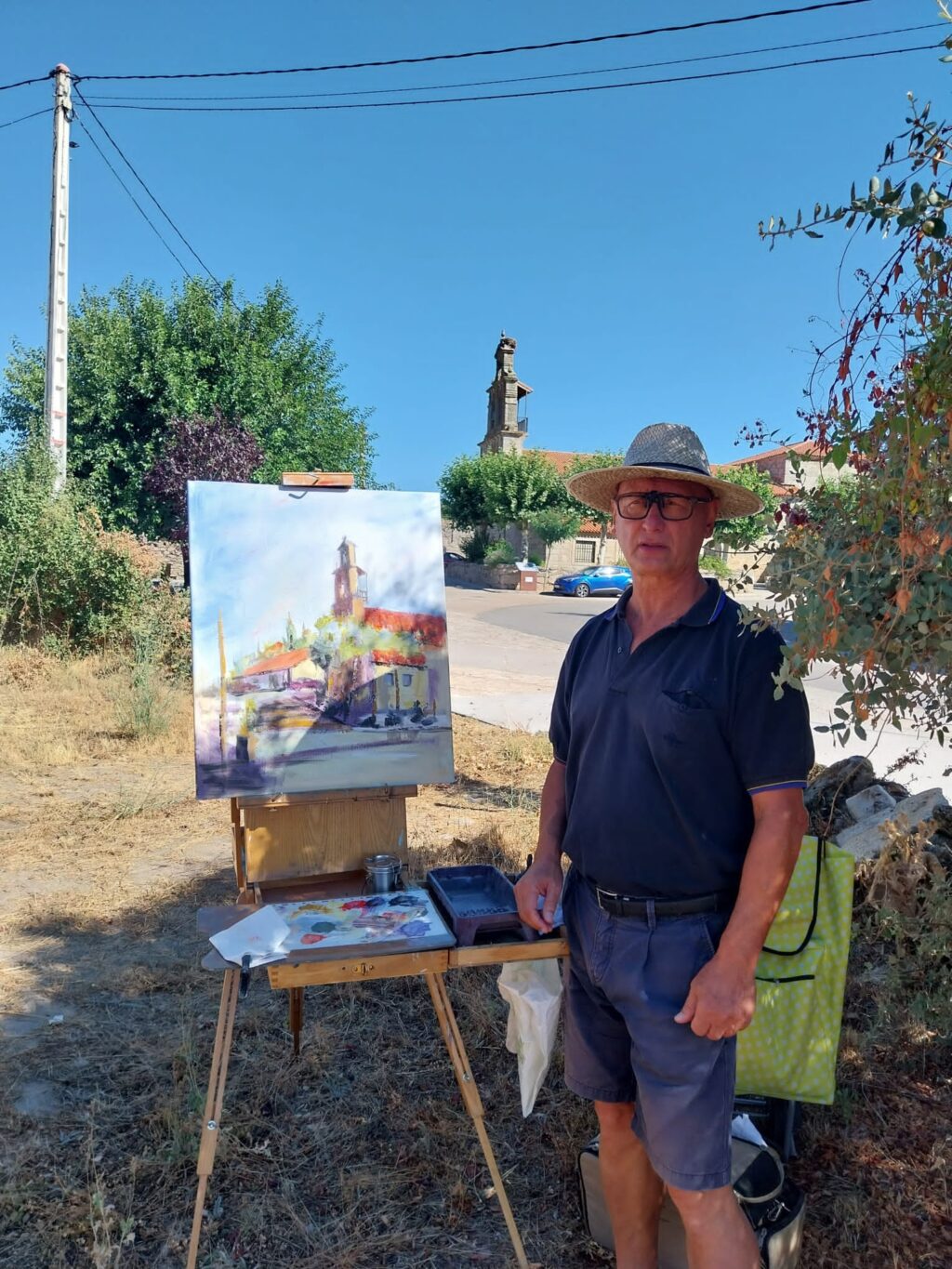 Concurso Nacional de Pintura de Torregamones 2026 - Antonio Sastre pintando durante la jornada