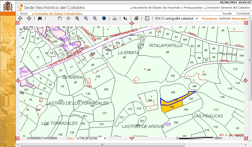 Polígono 20, parcelas 146 y 148 de Torregamones. Mapa del Catastro Virtual